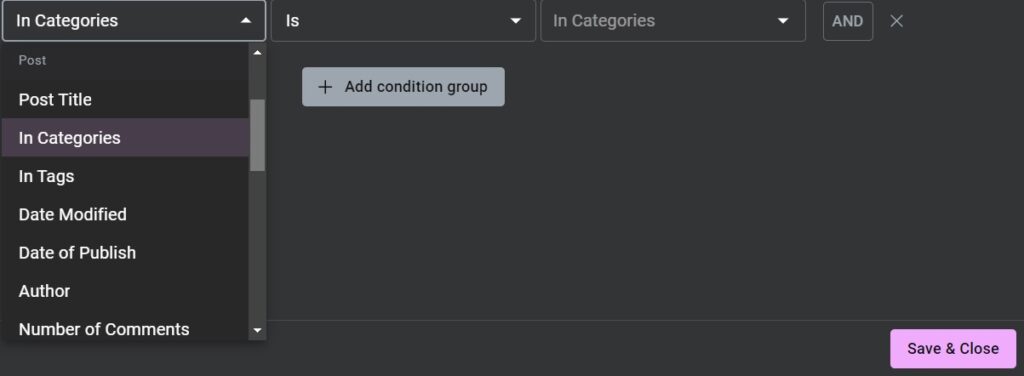 dynamic display based on post attributes
